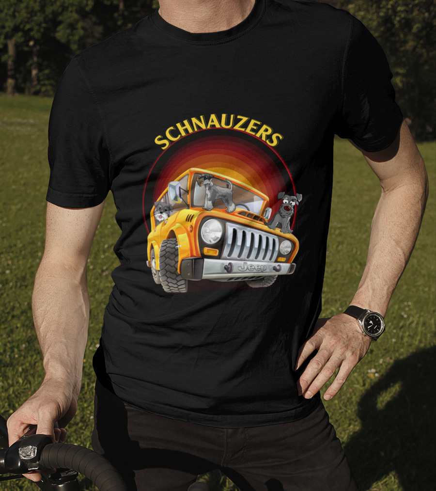 Schnauzers Jeep Adventure In Orange Cruiser T-Shirt
