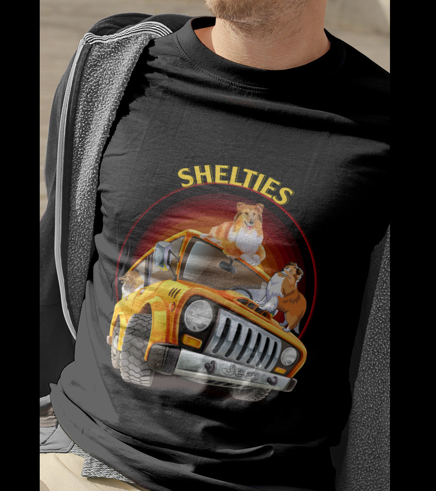 Shelties On Jeep Adventure Dh T-Shirt