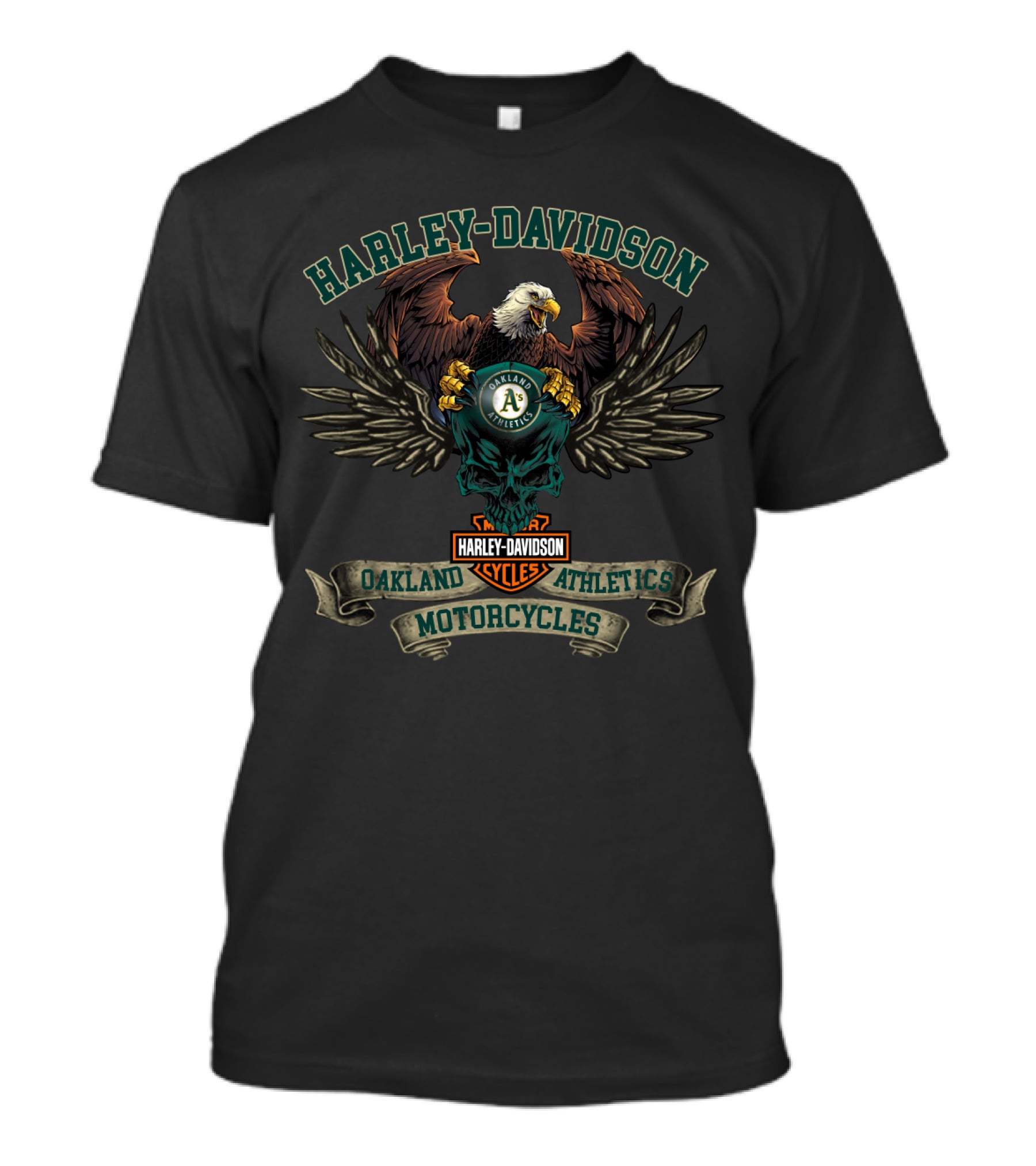 Harley Davidson Oakland Athletics Motorcycles Eagle T-Shirt