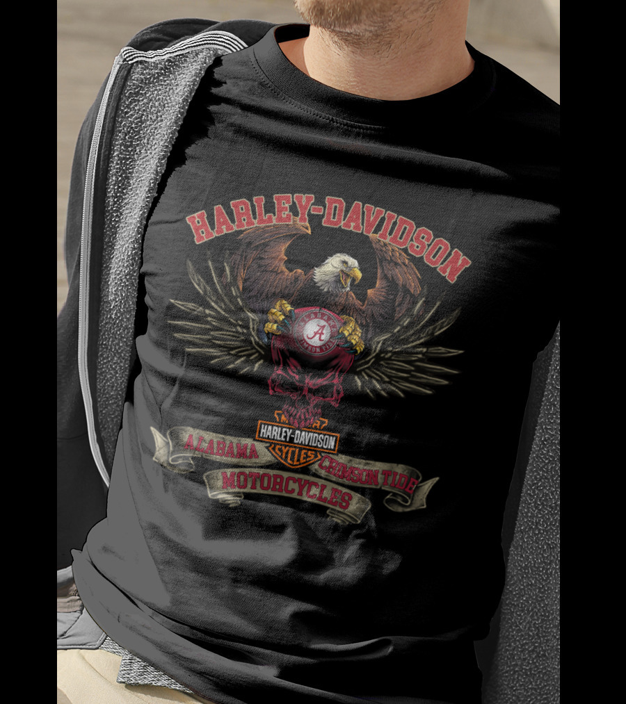 Harley Davidson Alabama Crimson Tide Motorcycles Eagle T-Shirt