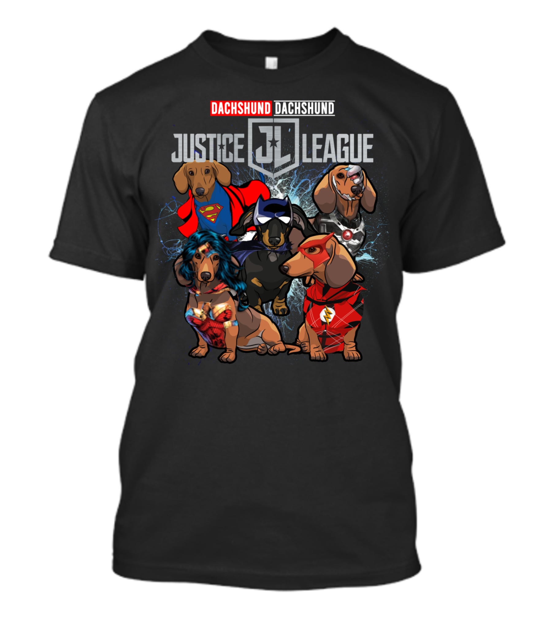 Dachshund Justice League Superheroes DH 55 T-Shirt