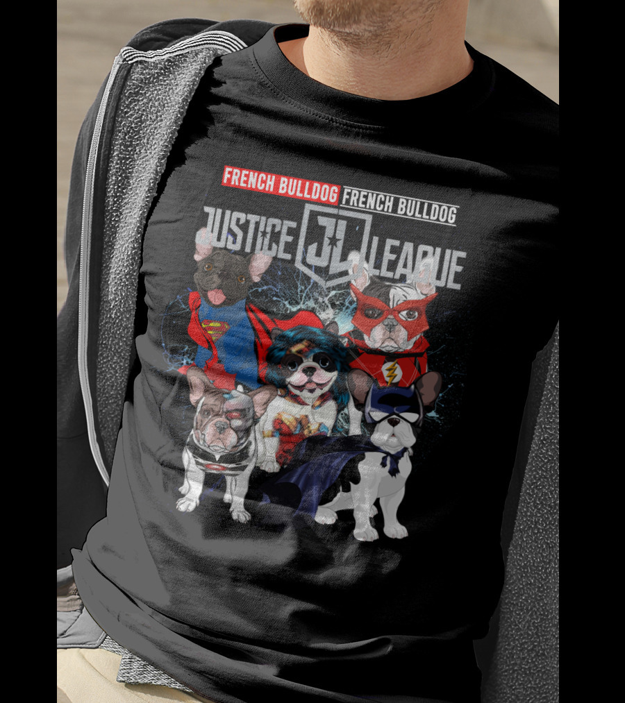 Justice League French Bulldog Superhero Characters DH 55 T-Shirt