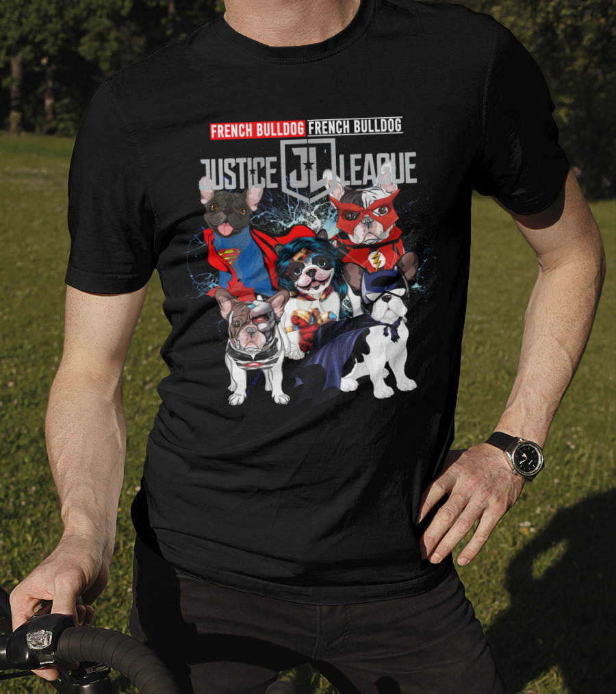Justice League French Bulldog Superhero Characters DH 55 T-Shirt