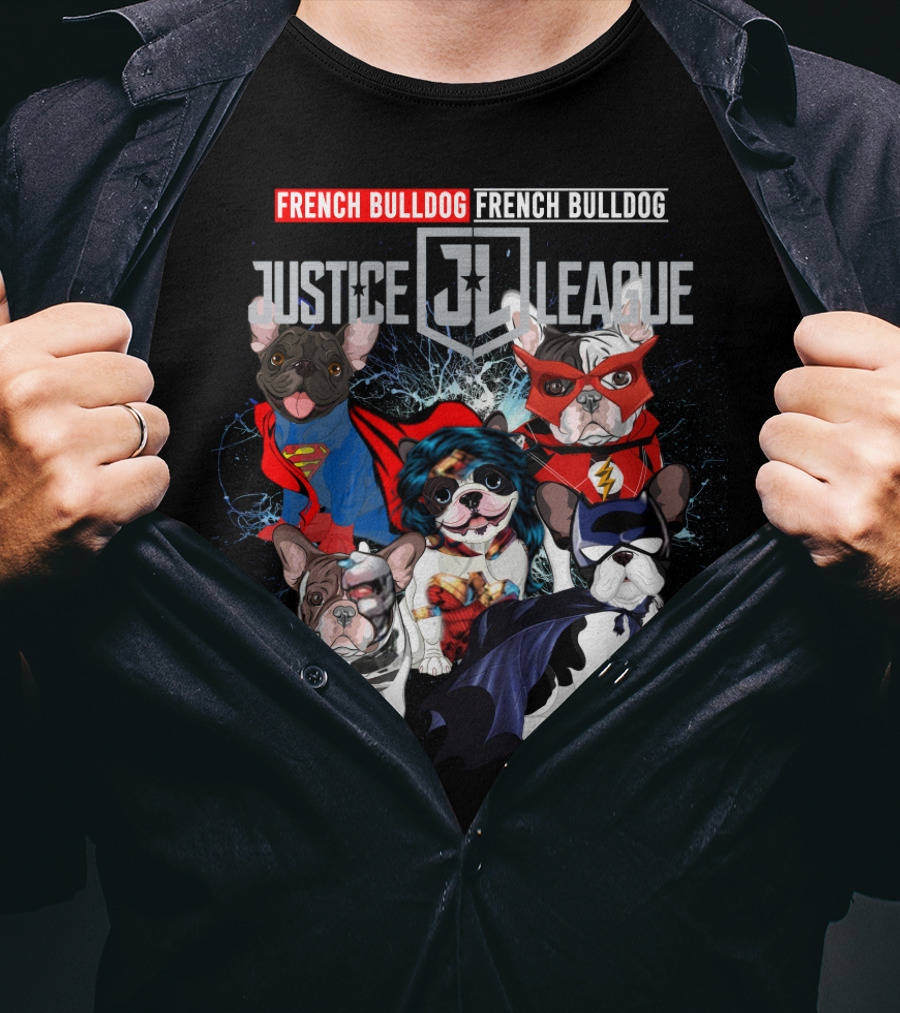 Justice League French Bulldog Superhero Characters DH 55 T-Shirt