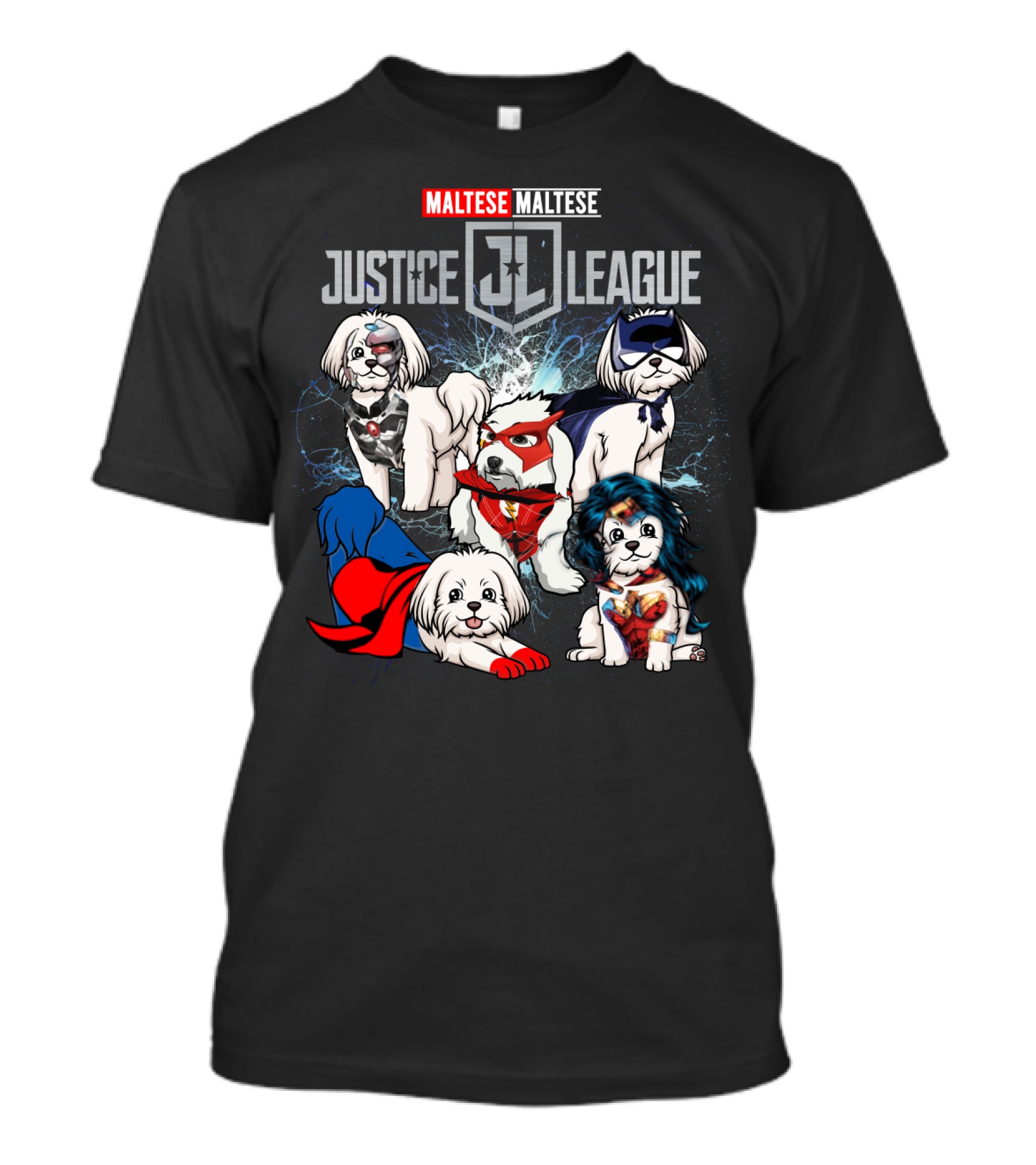 Justice League Maltese Jl Superhero Dogs T-Shirt
