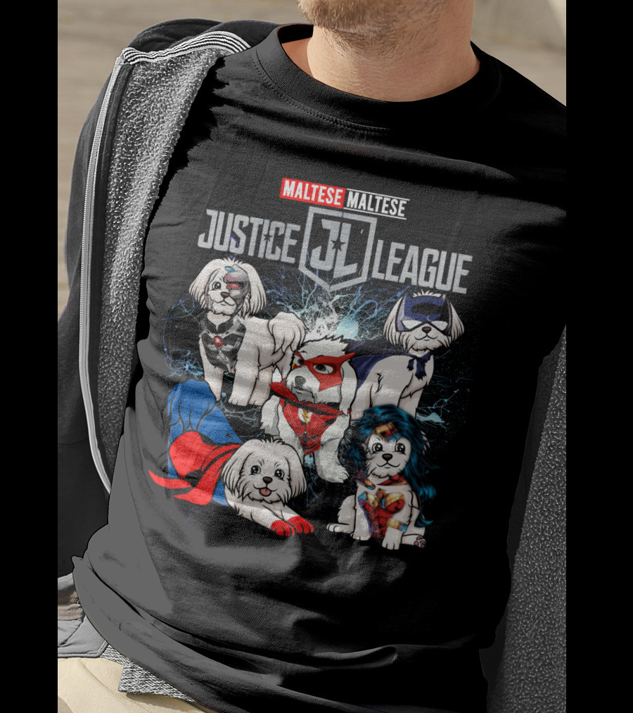 Justice League Maltese Jl Superhero Dogs T-Shirt