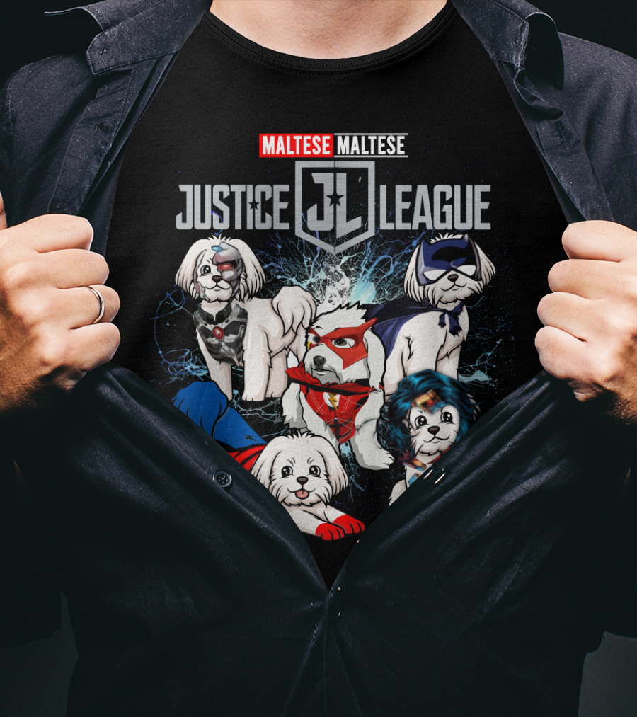 Justice League Maltese Jl Superhero Dogs T-Shirt