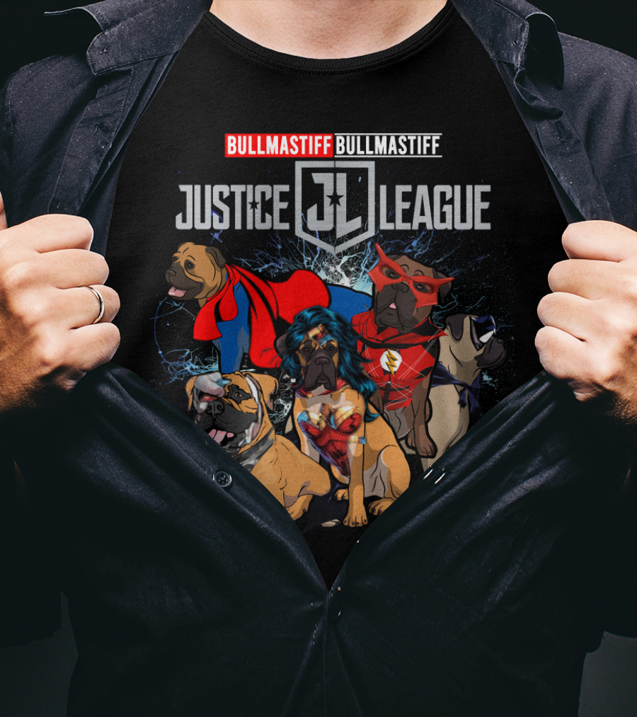 Bullmastiff Justice League Superhero Dogs Dh 55 Jl T-Shirt