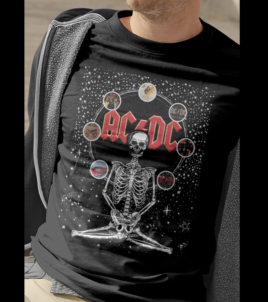 AC/DC Skeleton Circle Album Art Montage T-Shirt