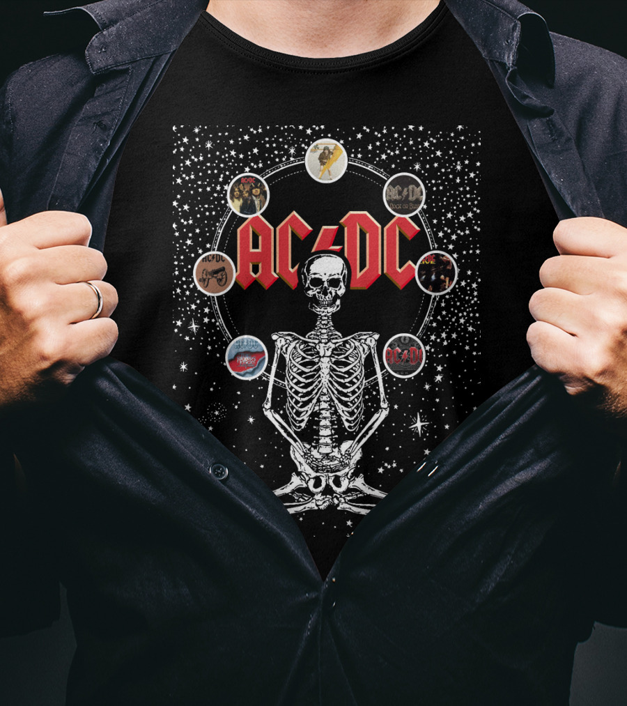 AC/DC Skeleton Circle Album Art Montage T-Shirt