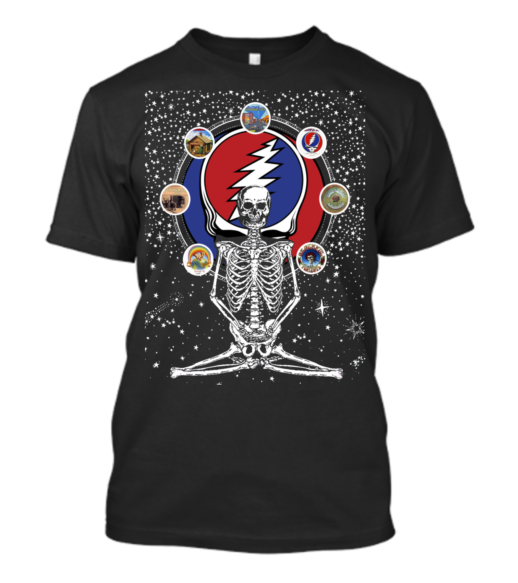 DH 59 Grateful Dead Steal Your Face Skeleton And Cosmic Album T-Shirt