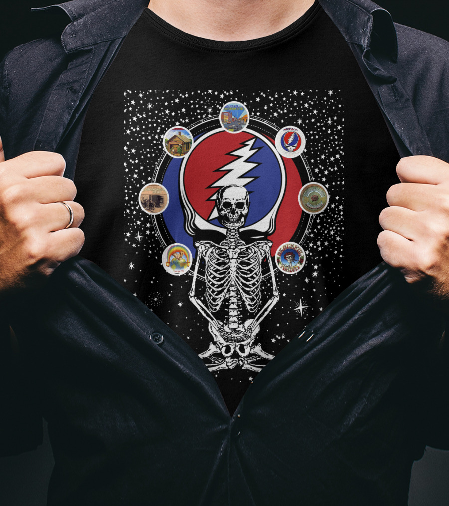 DH 59 Grateful Dead Steal Your Face Skeleton And Cosmic Album T-Shirt