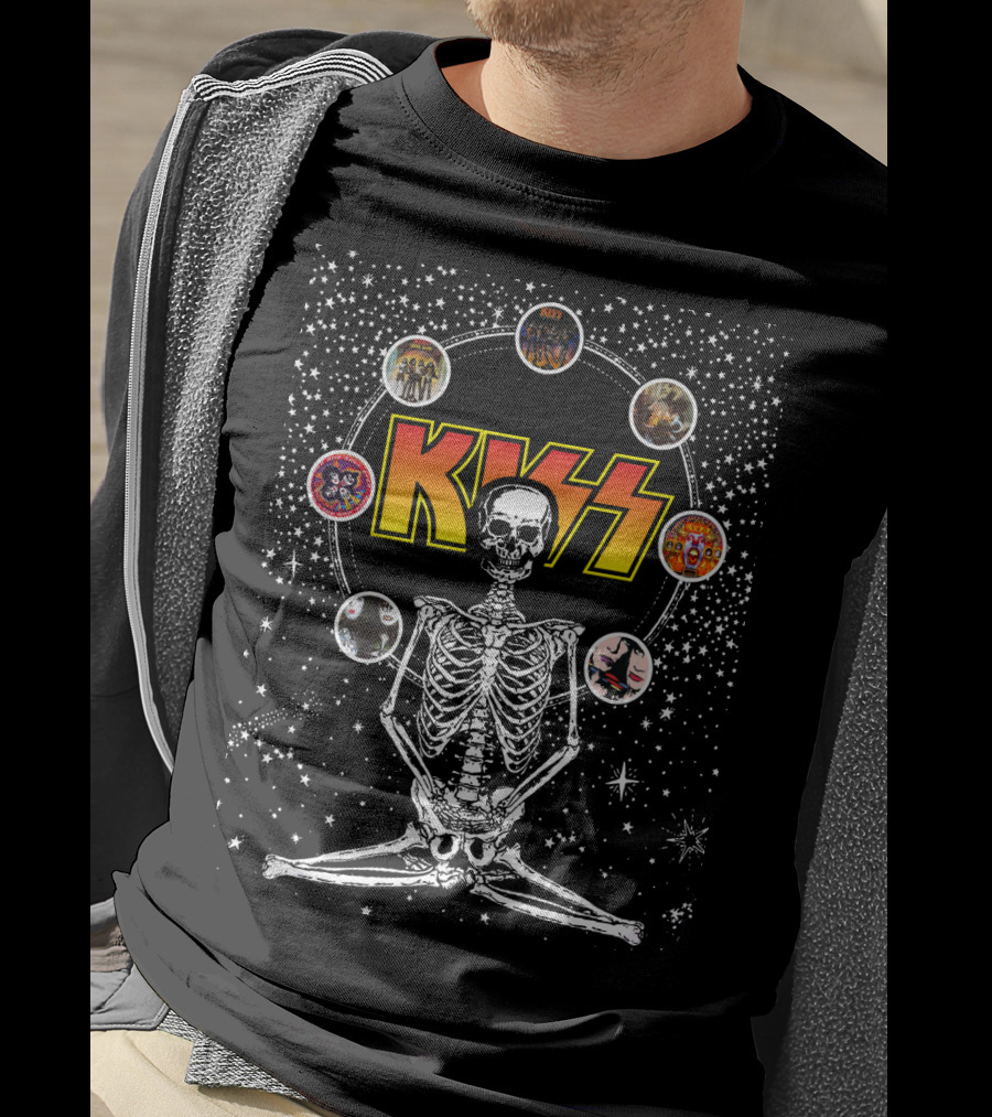 KISS Skeleton Galaxy DH 59 Album Circles T-Shirt