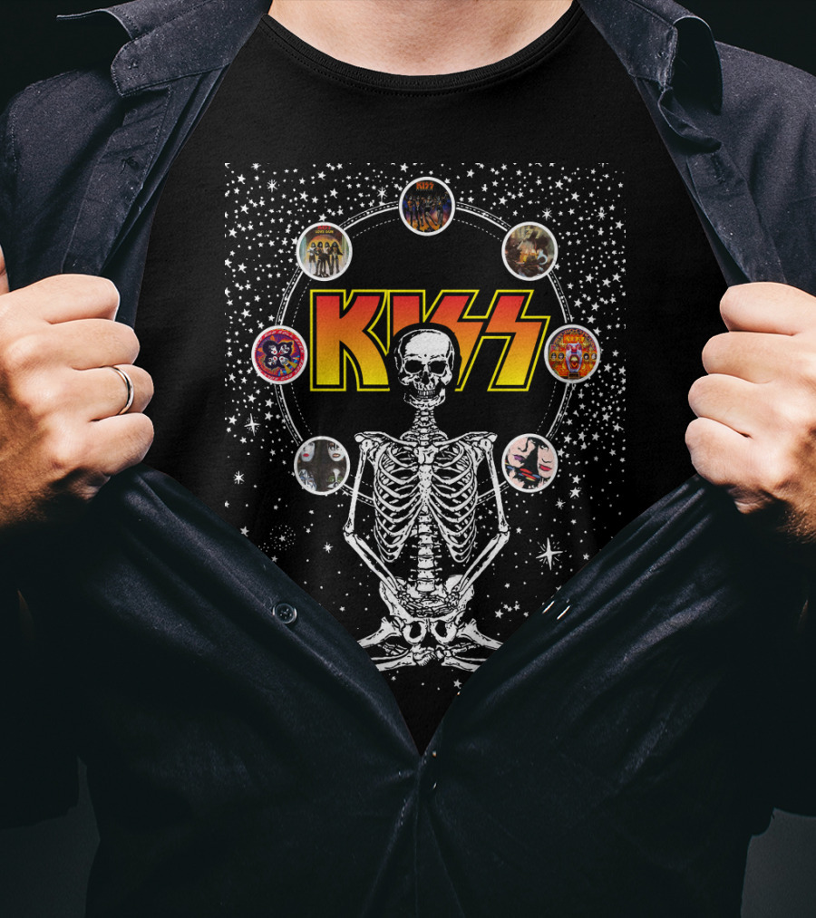 KISS Skeleton Galaxy DH 59 Album Circles T-Shirt