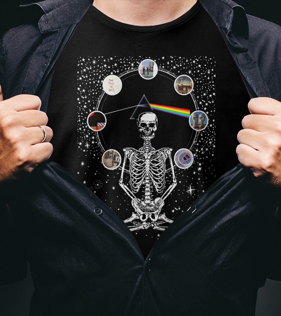 Pink Floyd Dark Side Of The Moon Skeleton Starry T-Shirt
