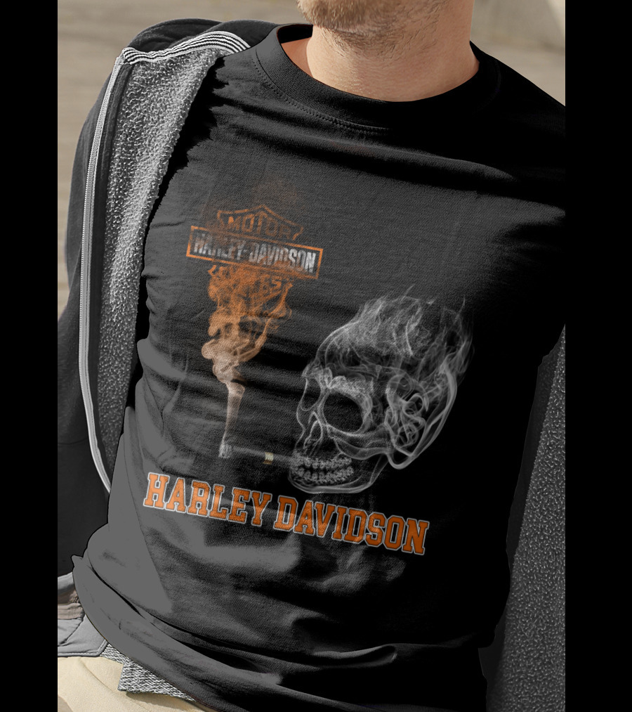 Harley Davidson Smoking Skull Motor Cycles T-Shirt