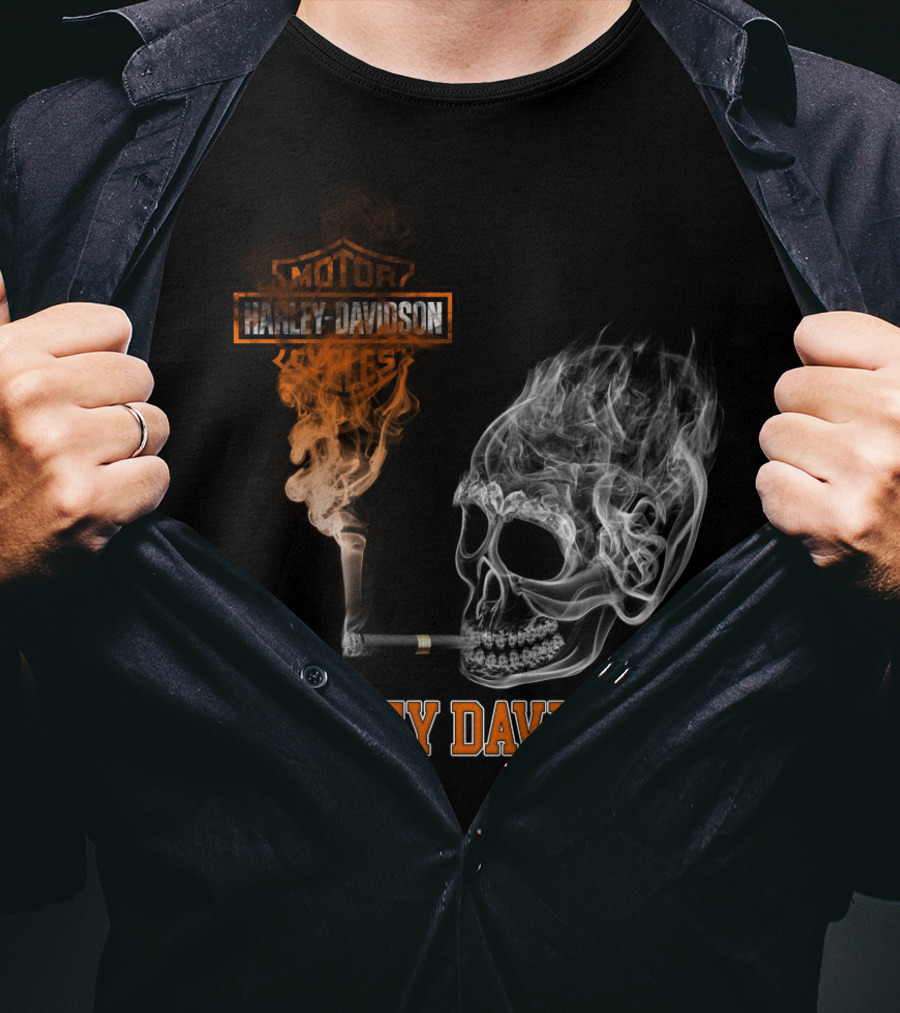 Harley Davidson Smoking Skull Motor Cycles T-Shirt