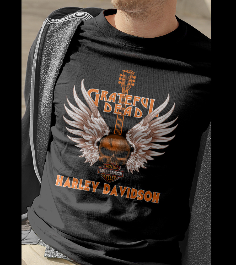 Harley Davidson Grateful Dead Winged Skull Guitar T-Shirt