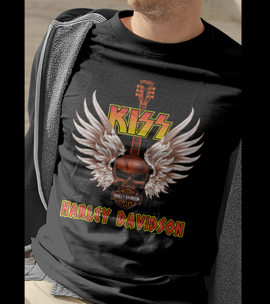 Kiss Harley Davidson Motor Cycles Winged Skull 63 Dh T-Shirt