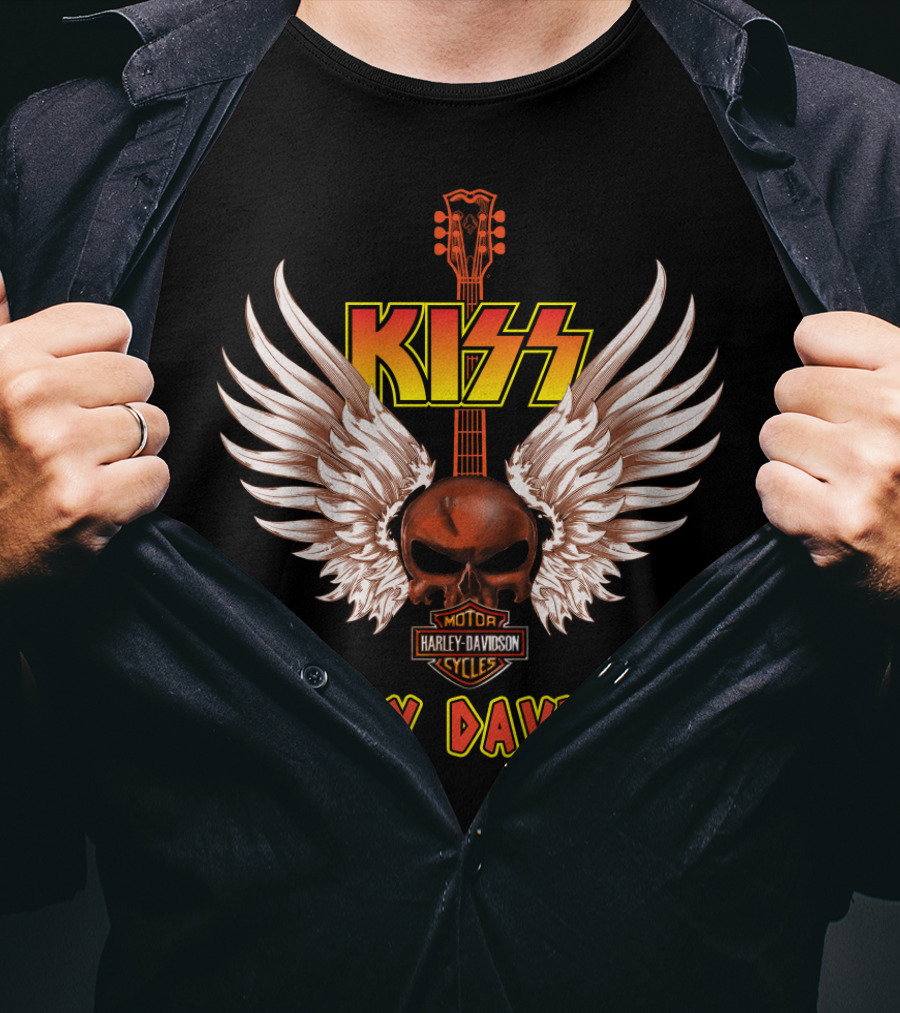 Kiss Harley Davidson Motor Cycles Winged Skull 63 Dh T-Shirt
