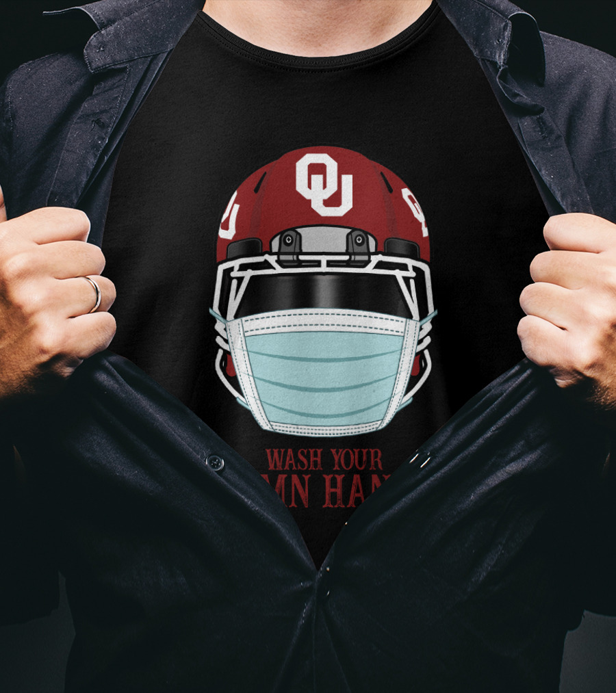 Wash Your Damn Hands Oklahoma Sooners Helmet Mask T-Shirt