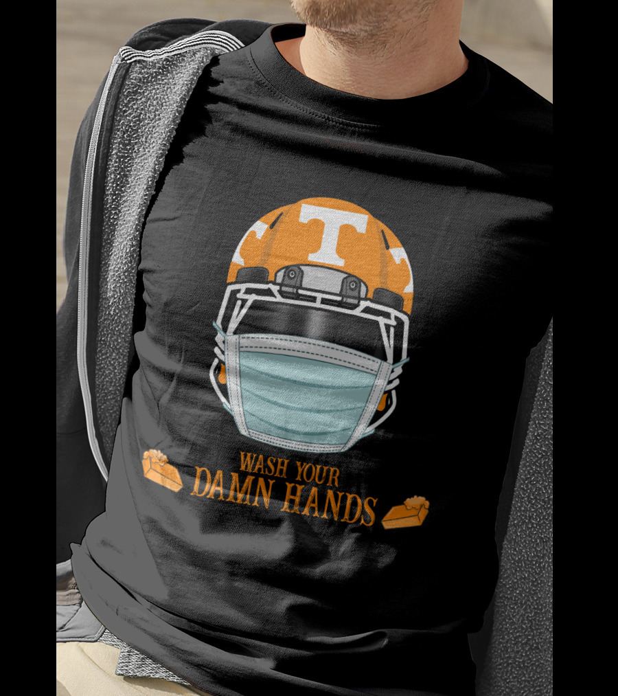 Wash Your Damn Hands Tennessee Volunteers Helmet With Mask T-Shirt