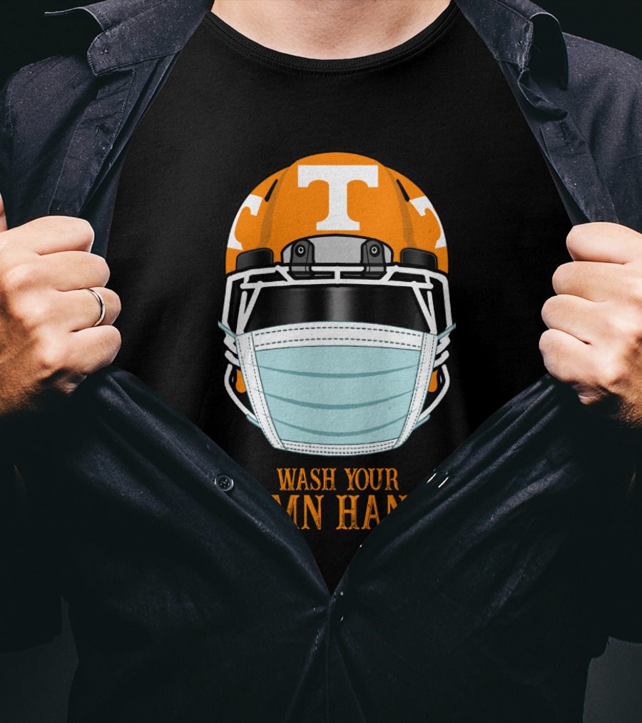 Wash Your Damn Hands Tennessee Volunteers Helmet With Mask T-Shirt