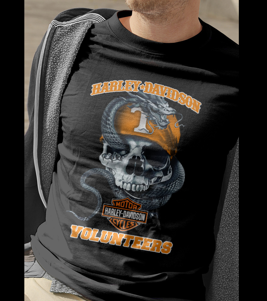 Harley Davidson Tennessee Volunteers Skull And Snake Motorcycles T-Shirt