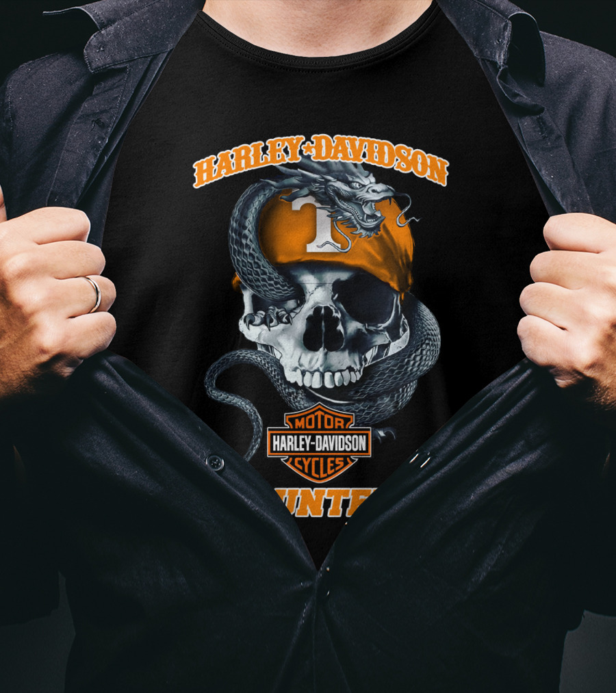 Harley Davidson Tennessee Volunteers Skull And Snake Motorcycles T-Shirt