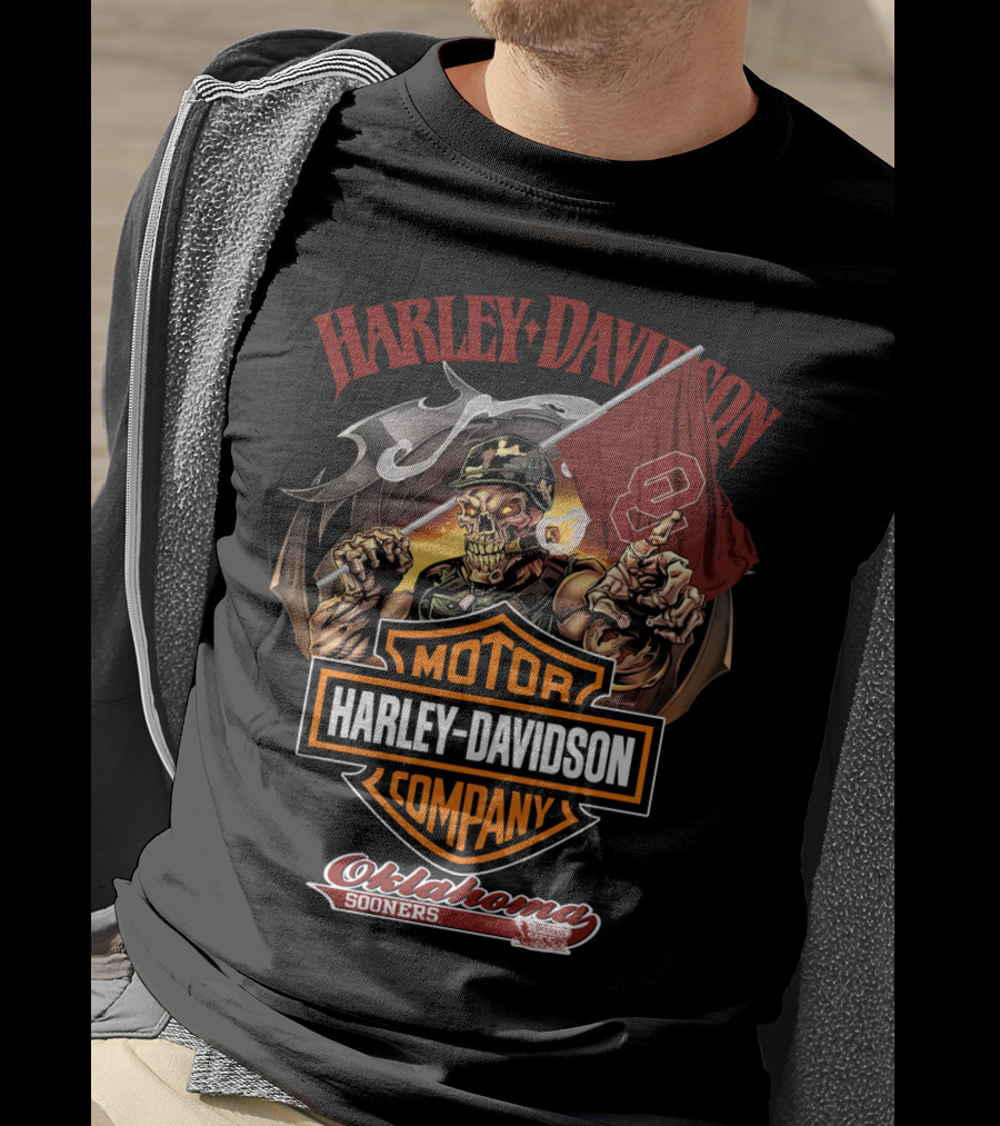 Harley Davidson Motor Company Oklahoma Sooners Skeleton Rider T-Shirt
