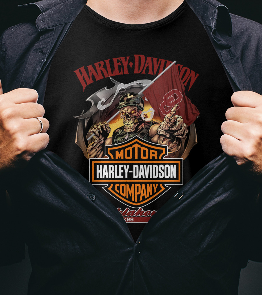 Harley Davidson Motor Company Oklahoma Sooners Skeleton Rider T-Shirt