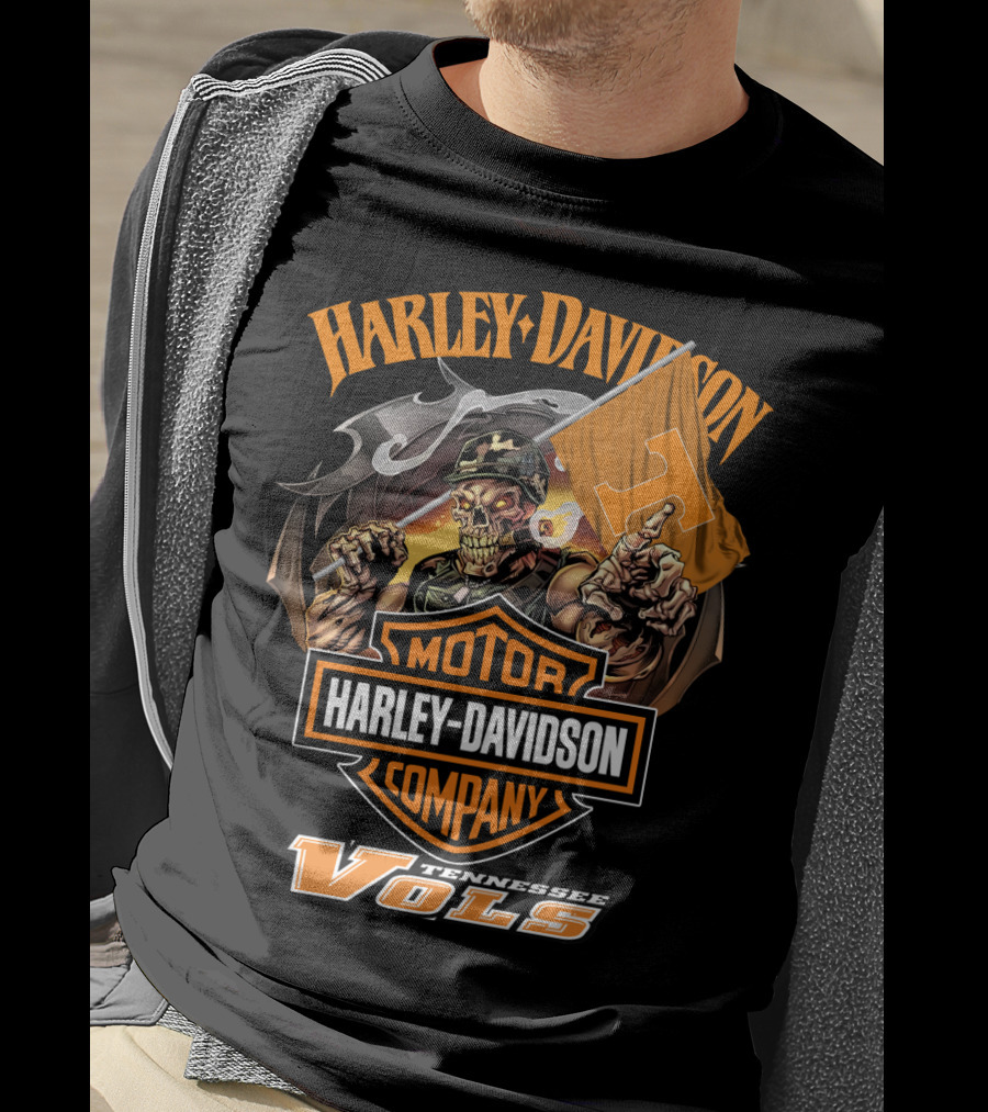 Harley Davidson Tennessee Volunteers Vols Skeleton T-Shirt