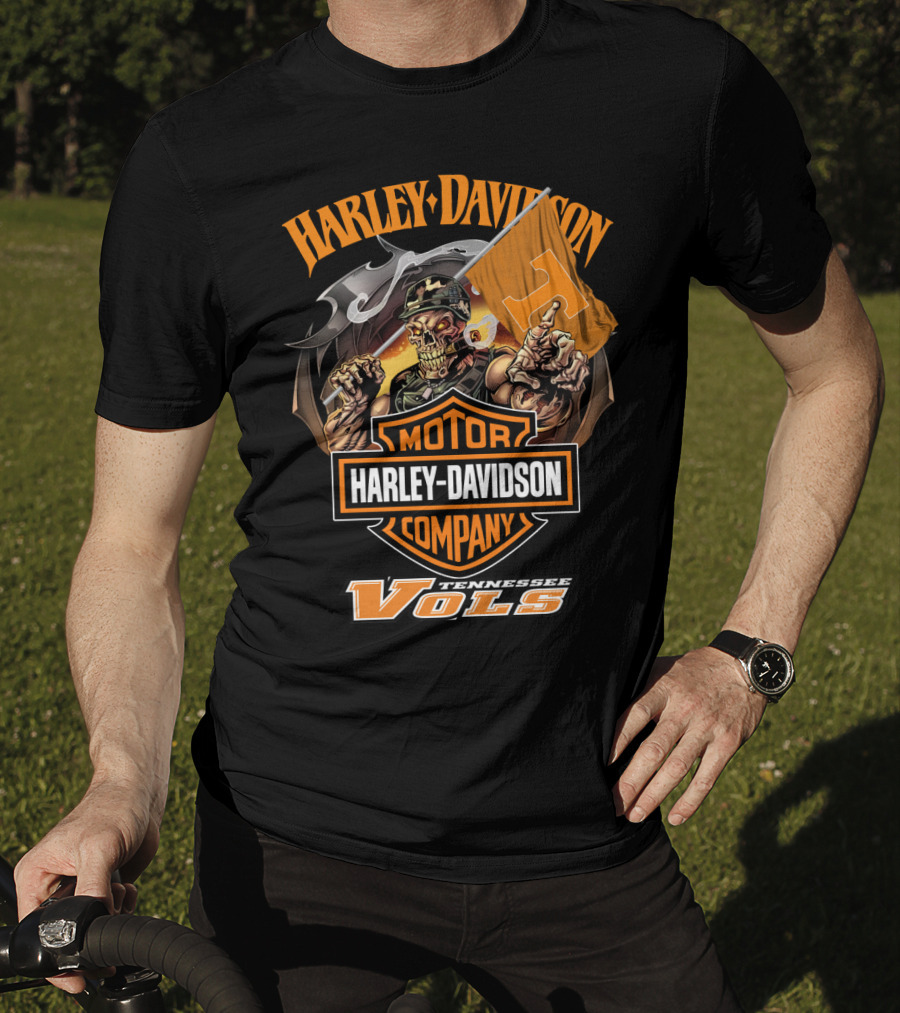 Harley Davidson Tennessee Volunteers Vols Skeleton T-Shirt