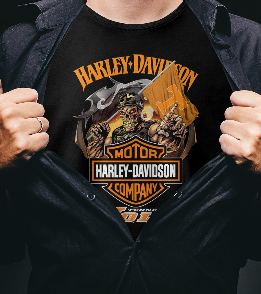 Harley Davidson Tennessee Volunteers Vols Skeleton T-Shirt