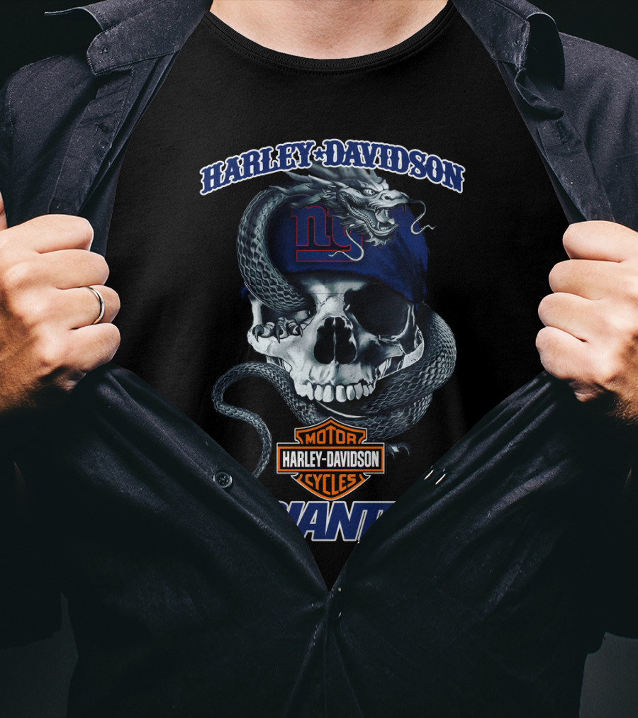 Harley Davidson Motor Cycles Giants Dh 68 Hd New York Giants T-Shirt