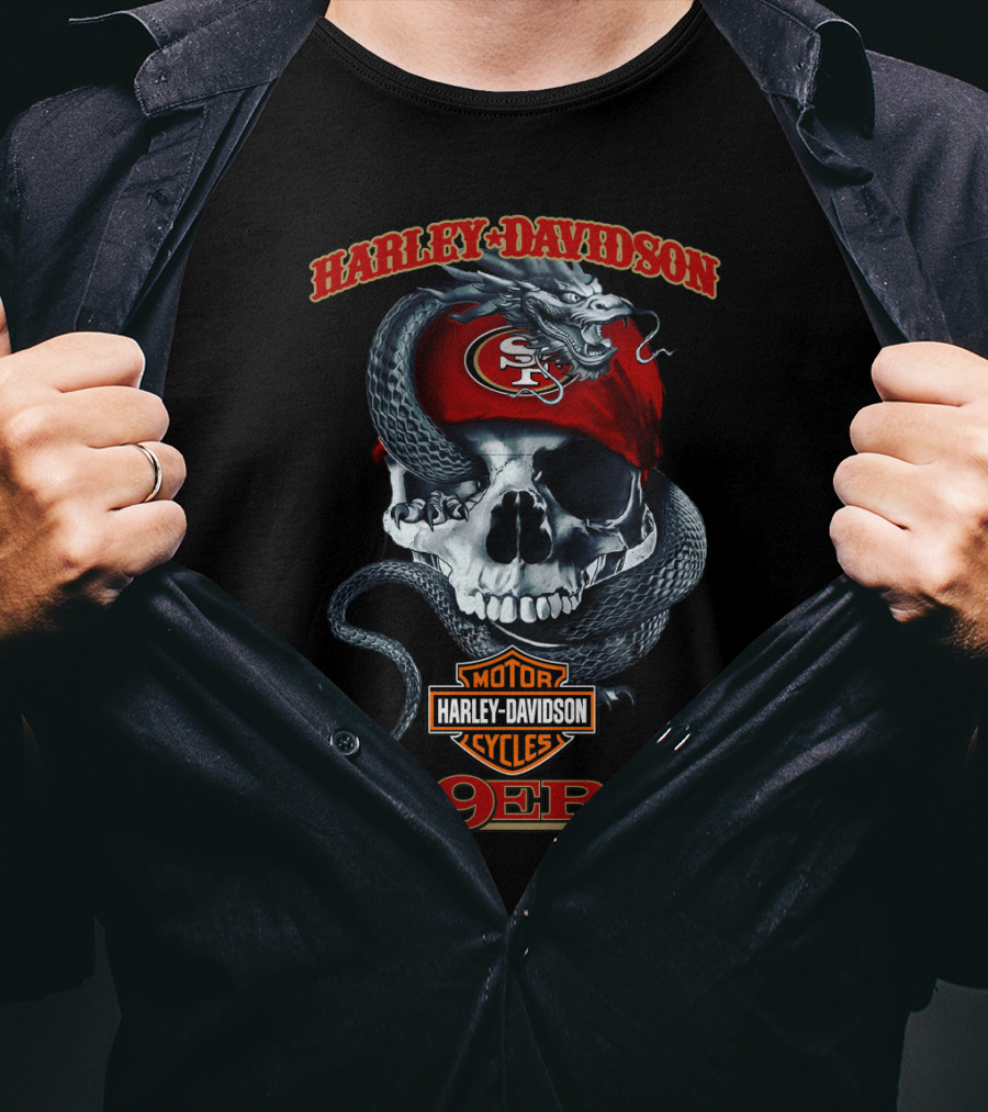 Harley Davidson San Francisco 49ers Sf Skull Snake T-Shirt
