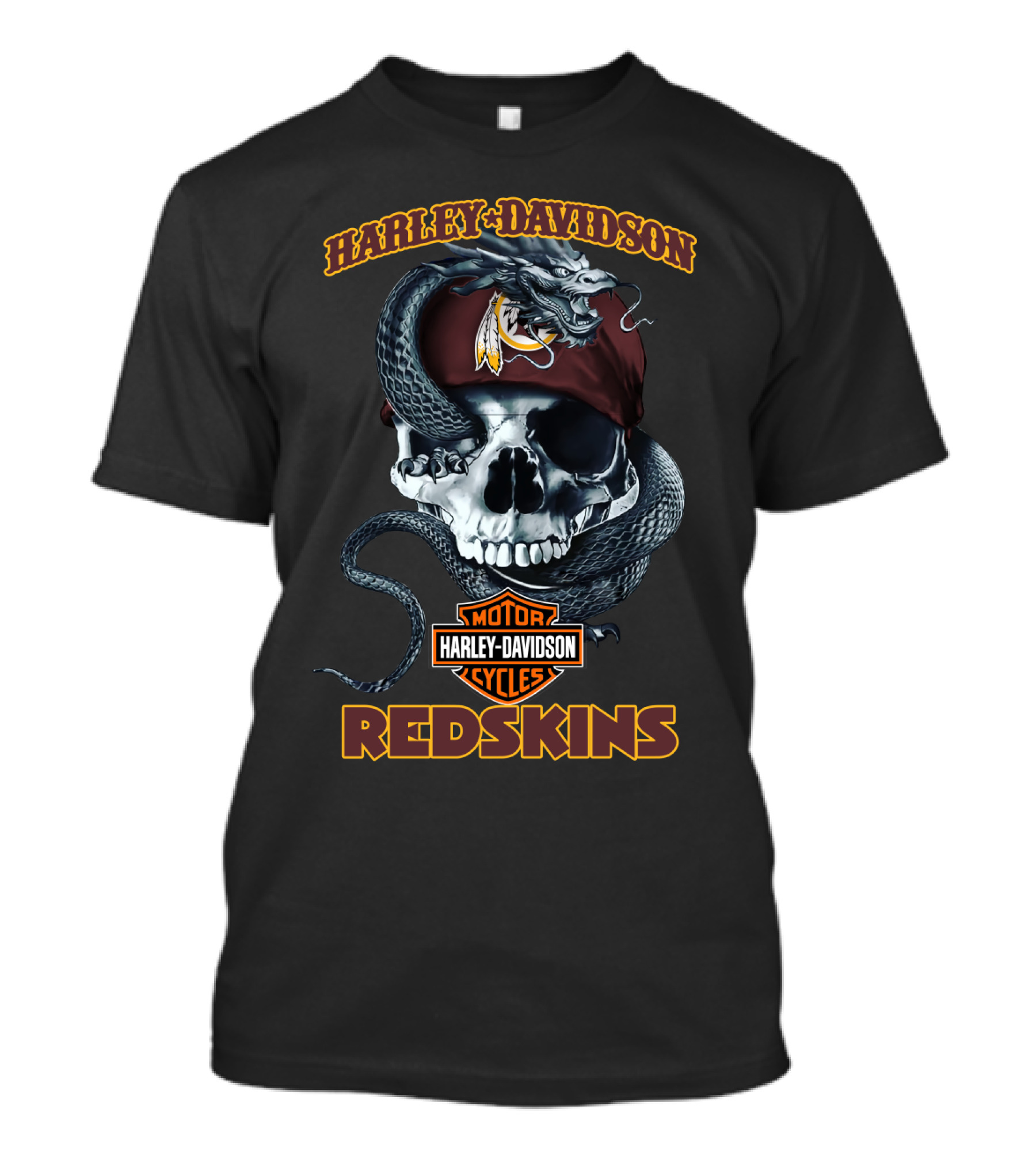 Harley Davidson Redskins Skull And Snake T-Shirt