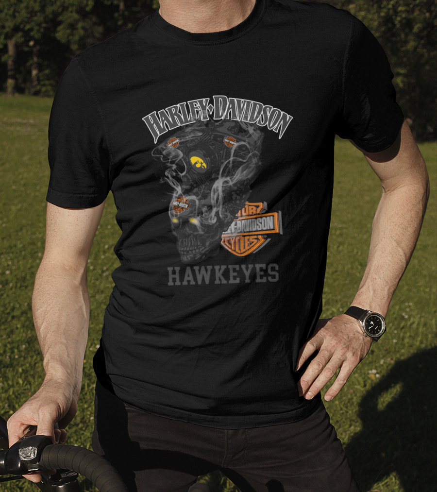 Harley Davidson Iowa Hawkeyes Skull Engine T-Shirt