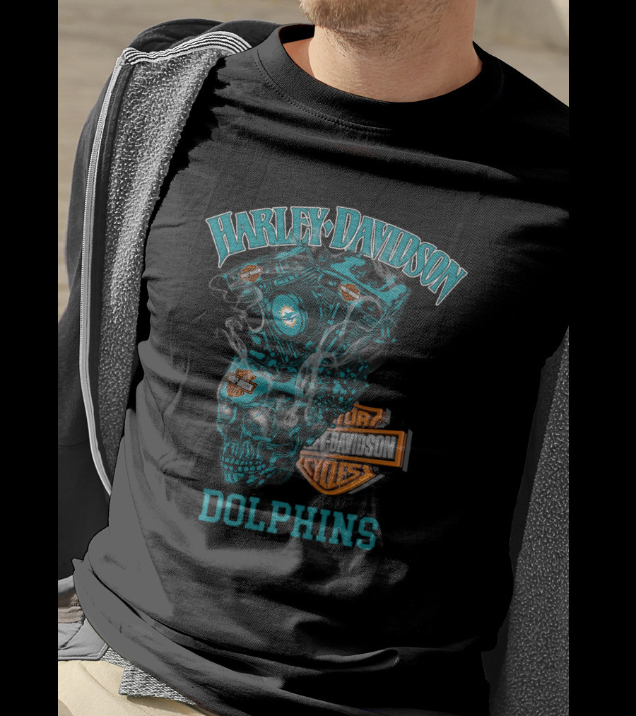 Harley Davidson Motorcycles Miami Dolphins T-Shirt