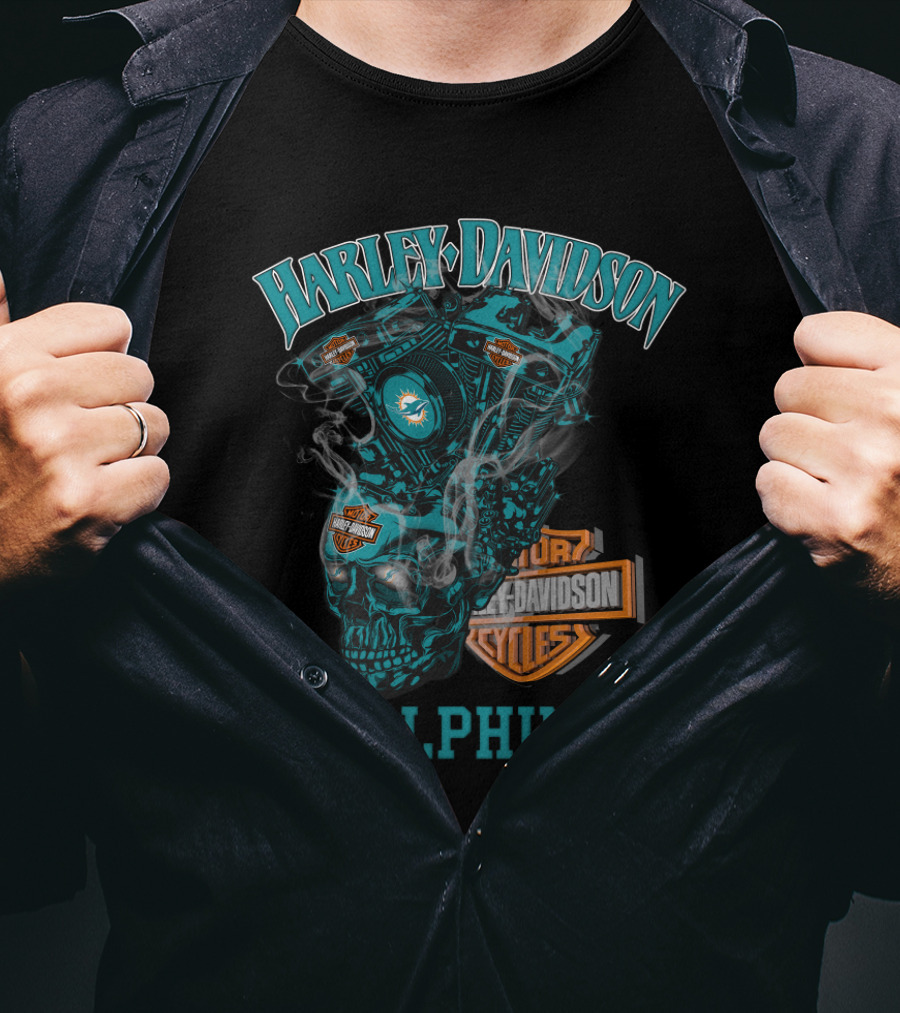Harley Davidson Motorcycles Miami Dolphins T-Shirt