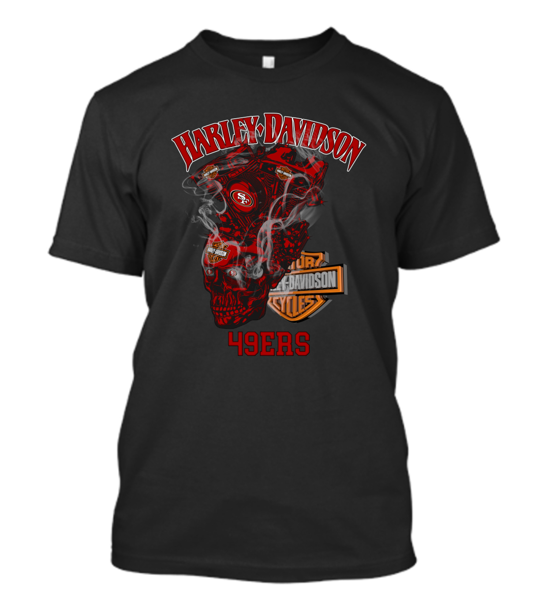 Harley Davidson San Francisco 49ers Skull Motif T-Shirt