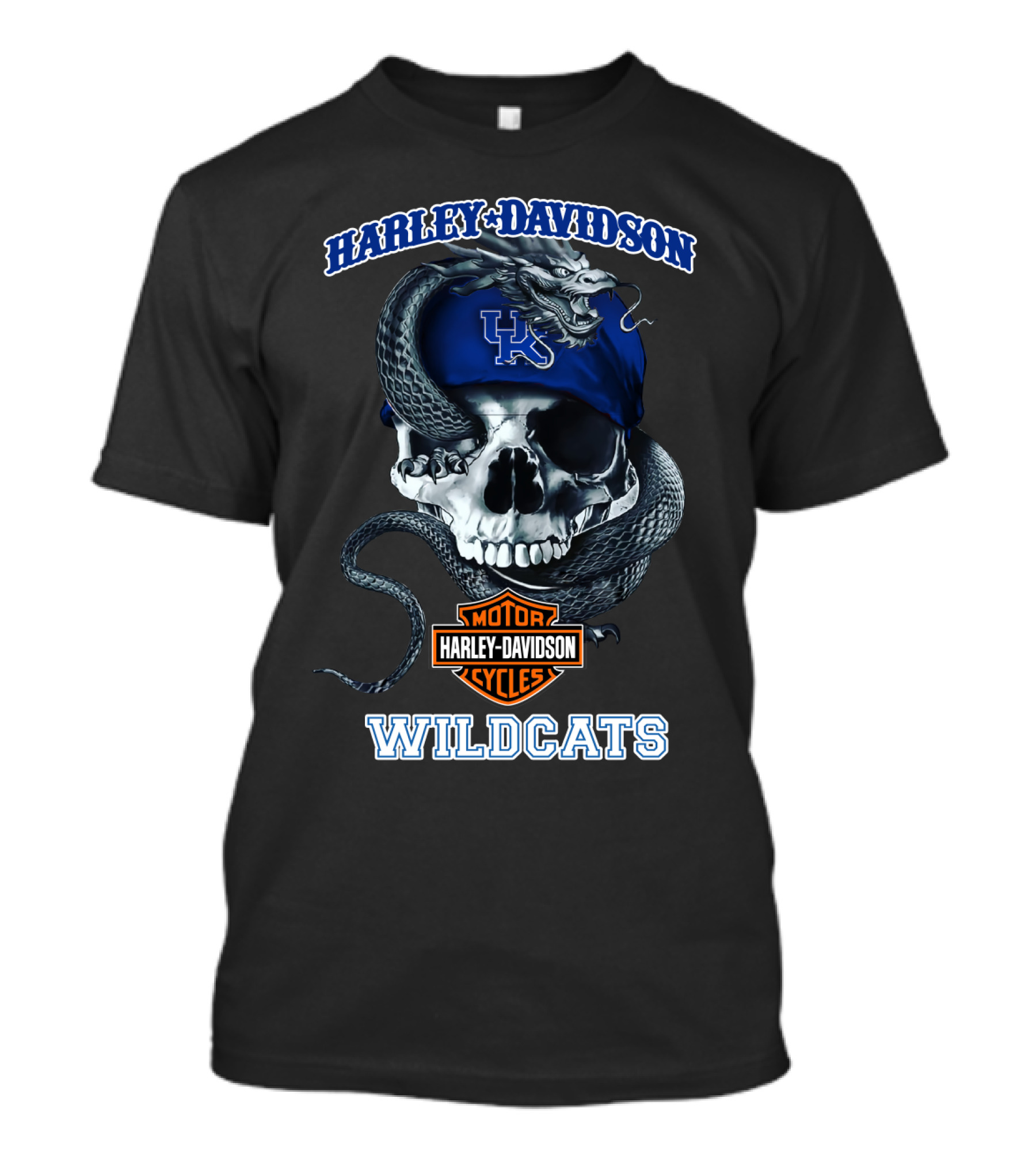 Harley Davidson Kentucky Wildcats Skull And Snake T-Shirt
