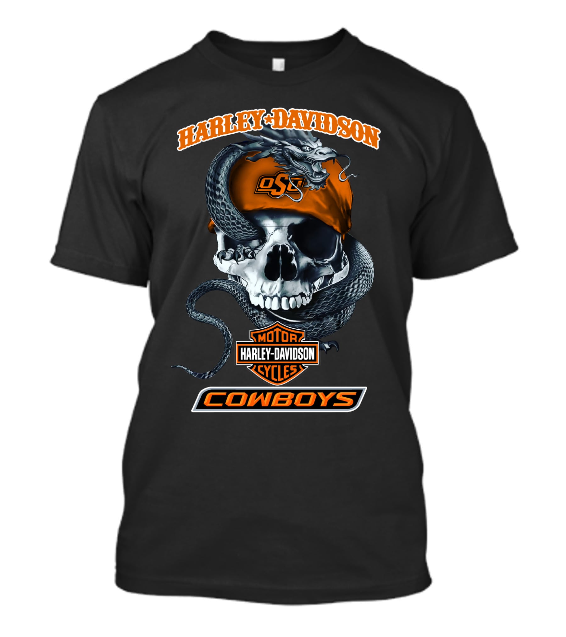 Harley Davidson Osu Cowboys Skull And Snake T-Shirt