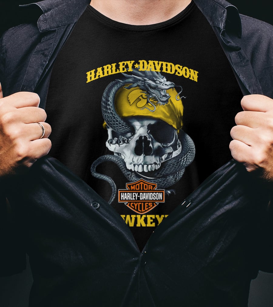Harley Davidson Iowa Hawkeyes Skull And Snake T-Shirt