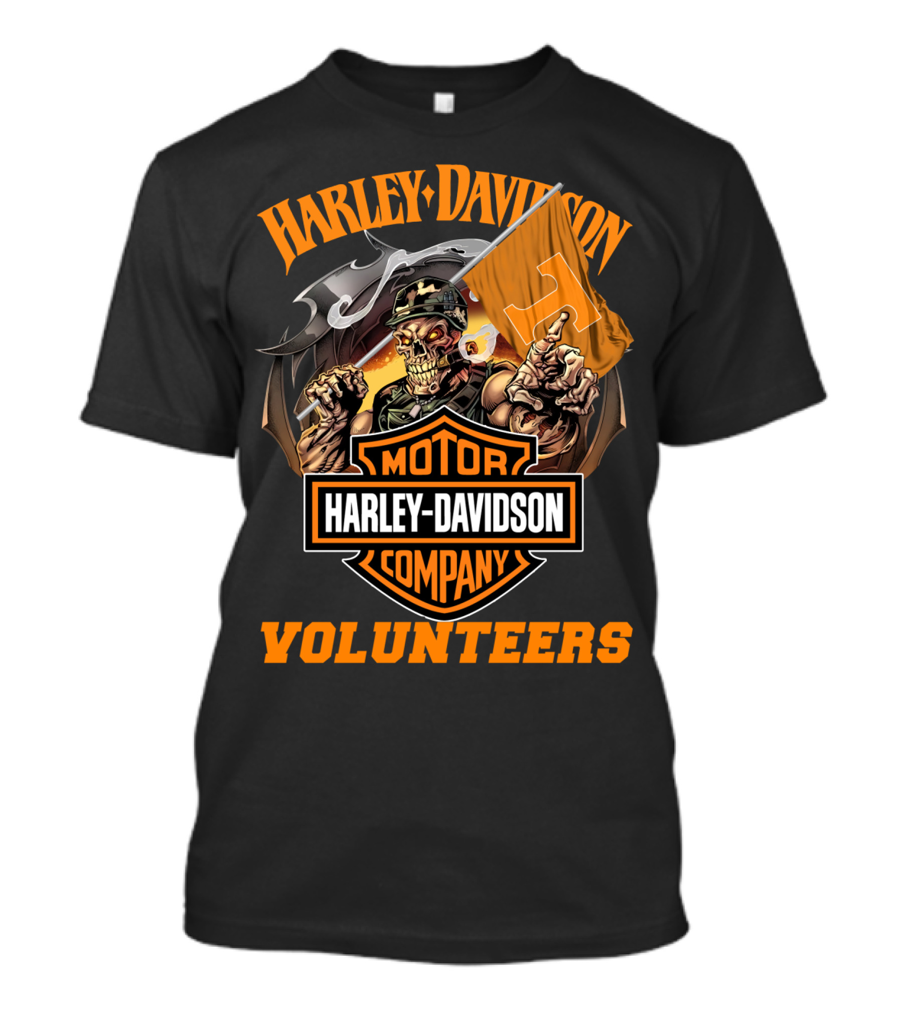 Harley Davidson Motor Company Tennessee Volunteers Skeleton T-Shirt