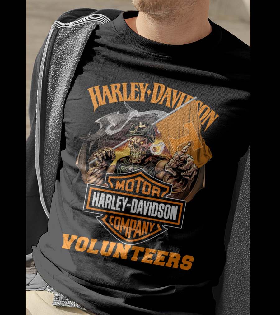 Harley Davidson Motor Company Tennessee Volunteers Skeleton T-Shirt
