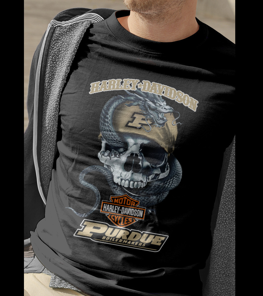 Harley Davidson Purdue Boilermakers Skull And Snake T-Shirt