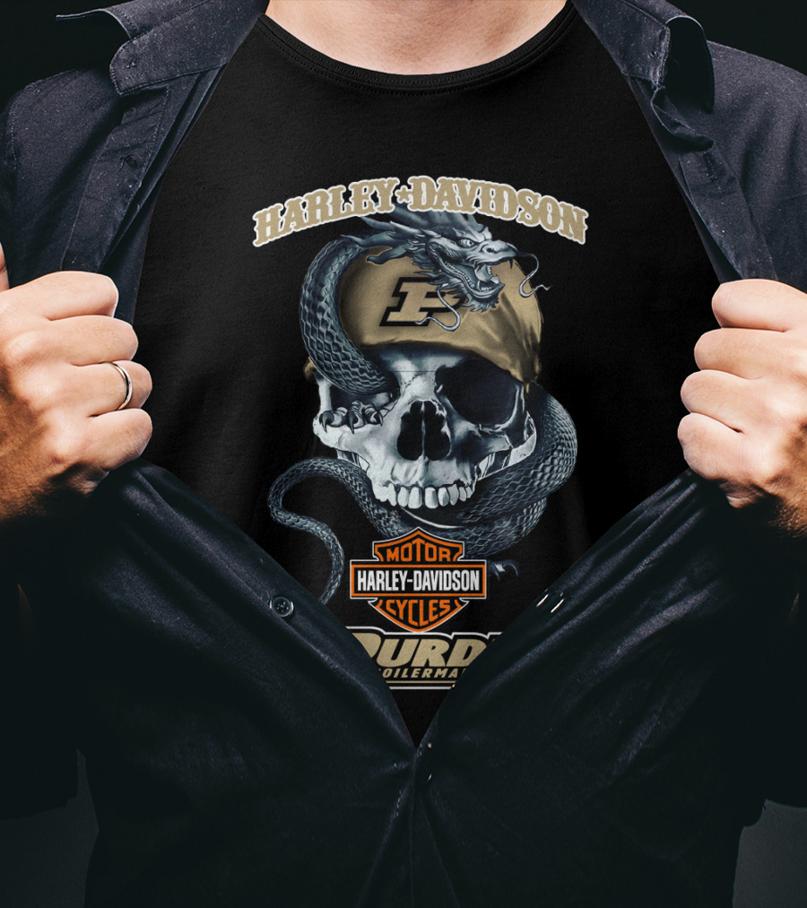 Harley Davidson Purdue Boilermakers Skull And Snake T-Shirt