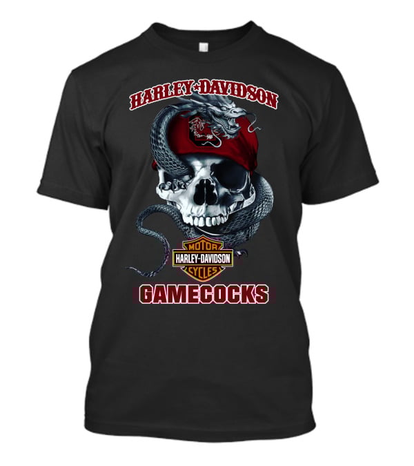 Harley Davidson Motorcycles South Carolina Gamecocks Skull And Snake T-Shirt