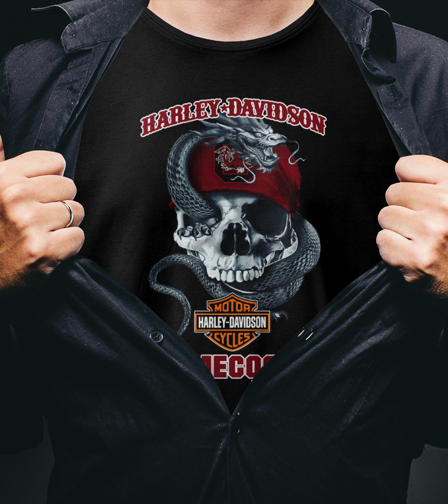 Harley Davidson Motorcycles South Carolina Gamecocks Skull And Snake T-Shirt